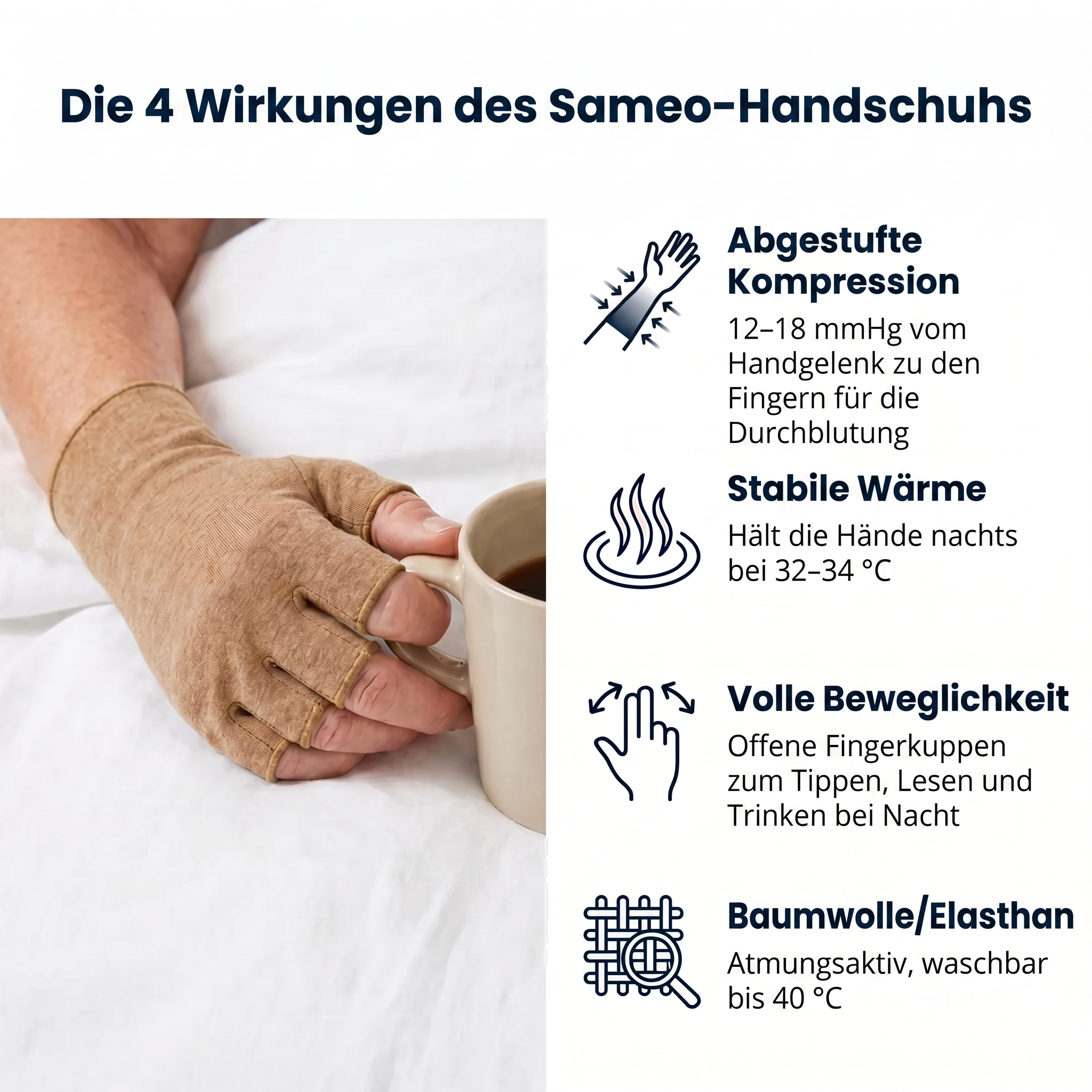 Schmerzlindernde Kompressionshandschuhe Beige | Sameo™