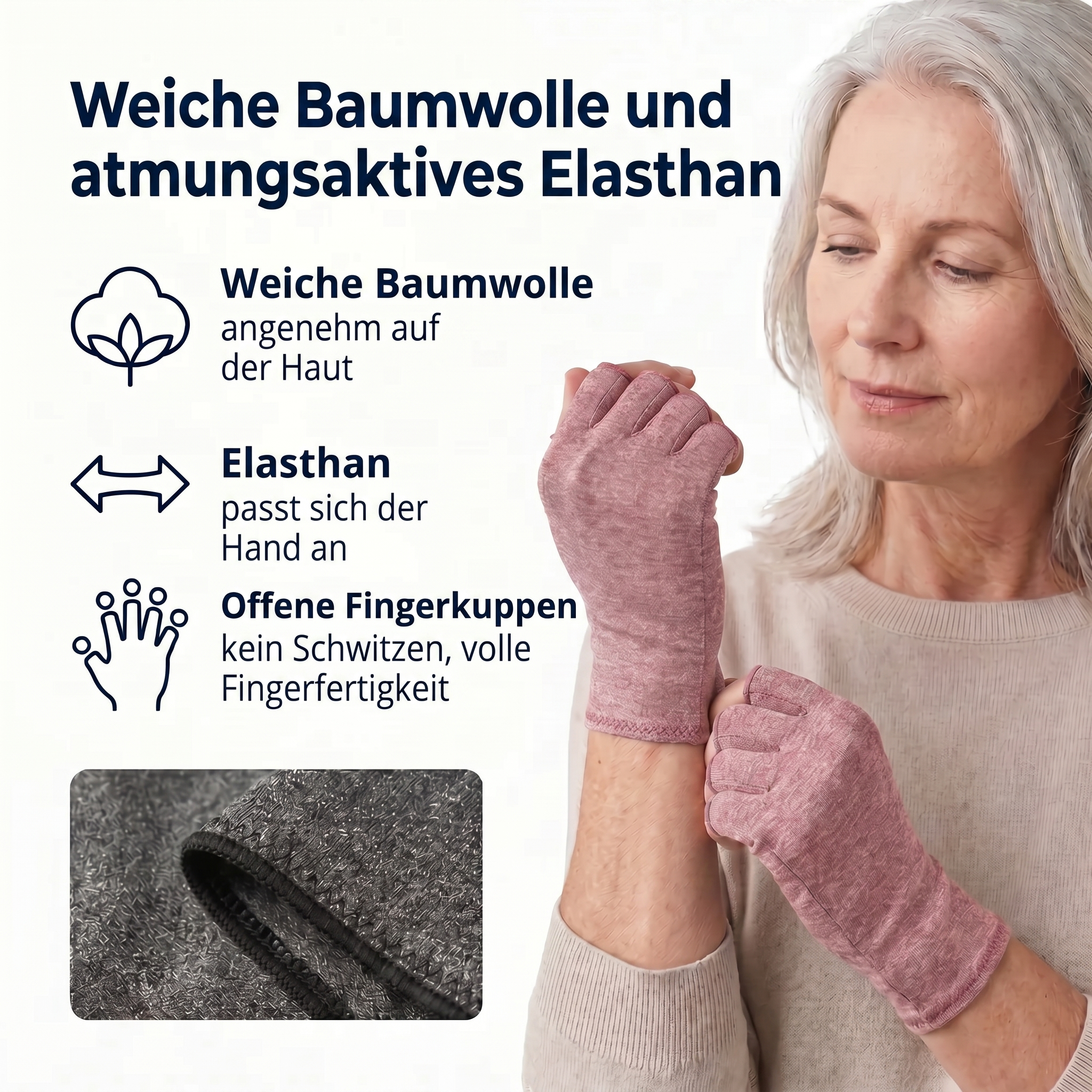 Schmerzlindernde Kompressionshandschuhe Rose | Sameo™