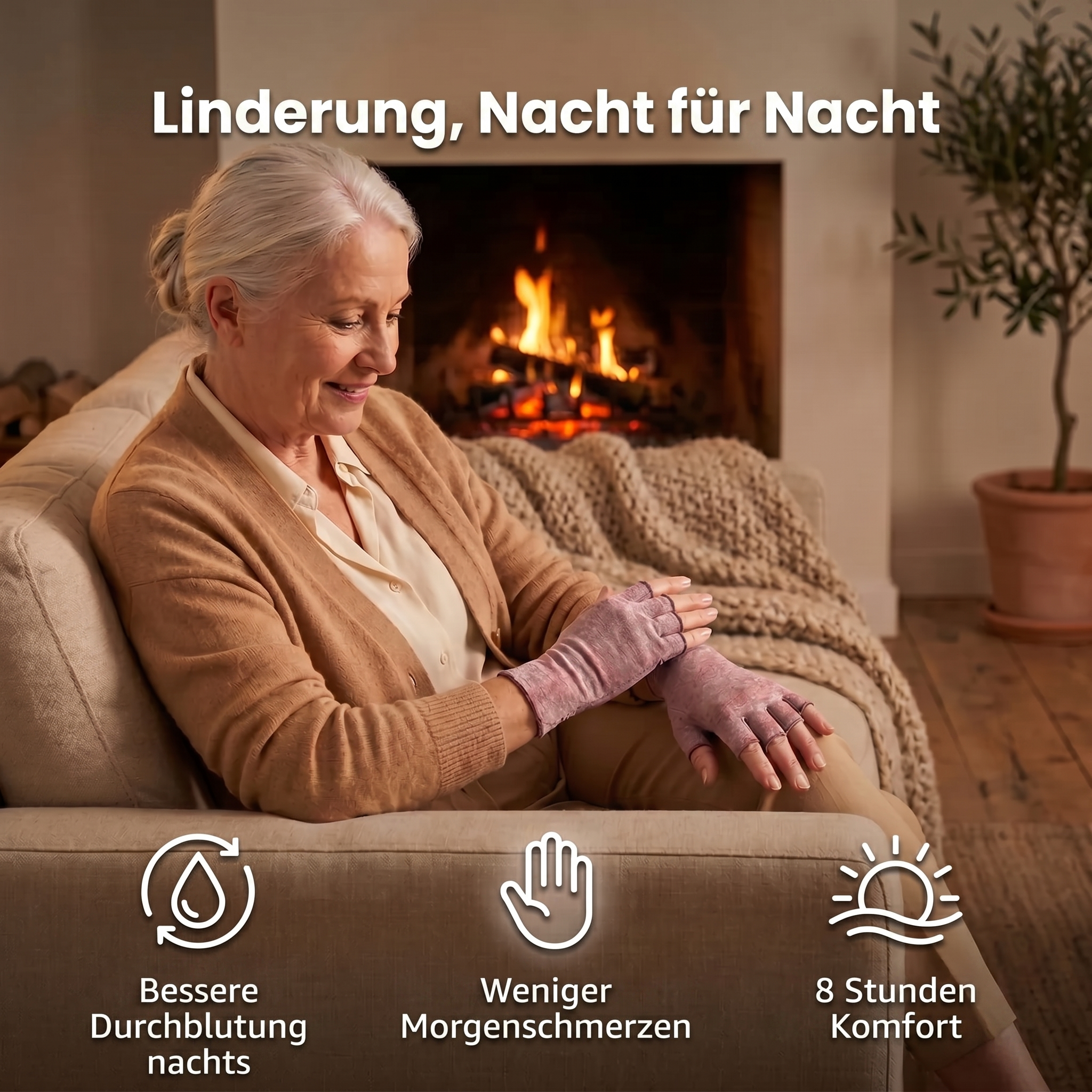 Schmerzlindernde Kompressionshandschuhe Rose | Sameo™