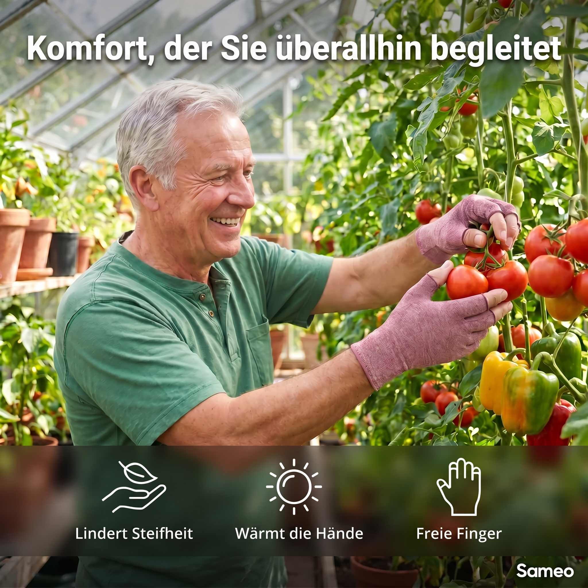 Schmerzlindernde Kompressionshandschuhe Rose | Sameo™
