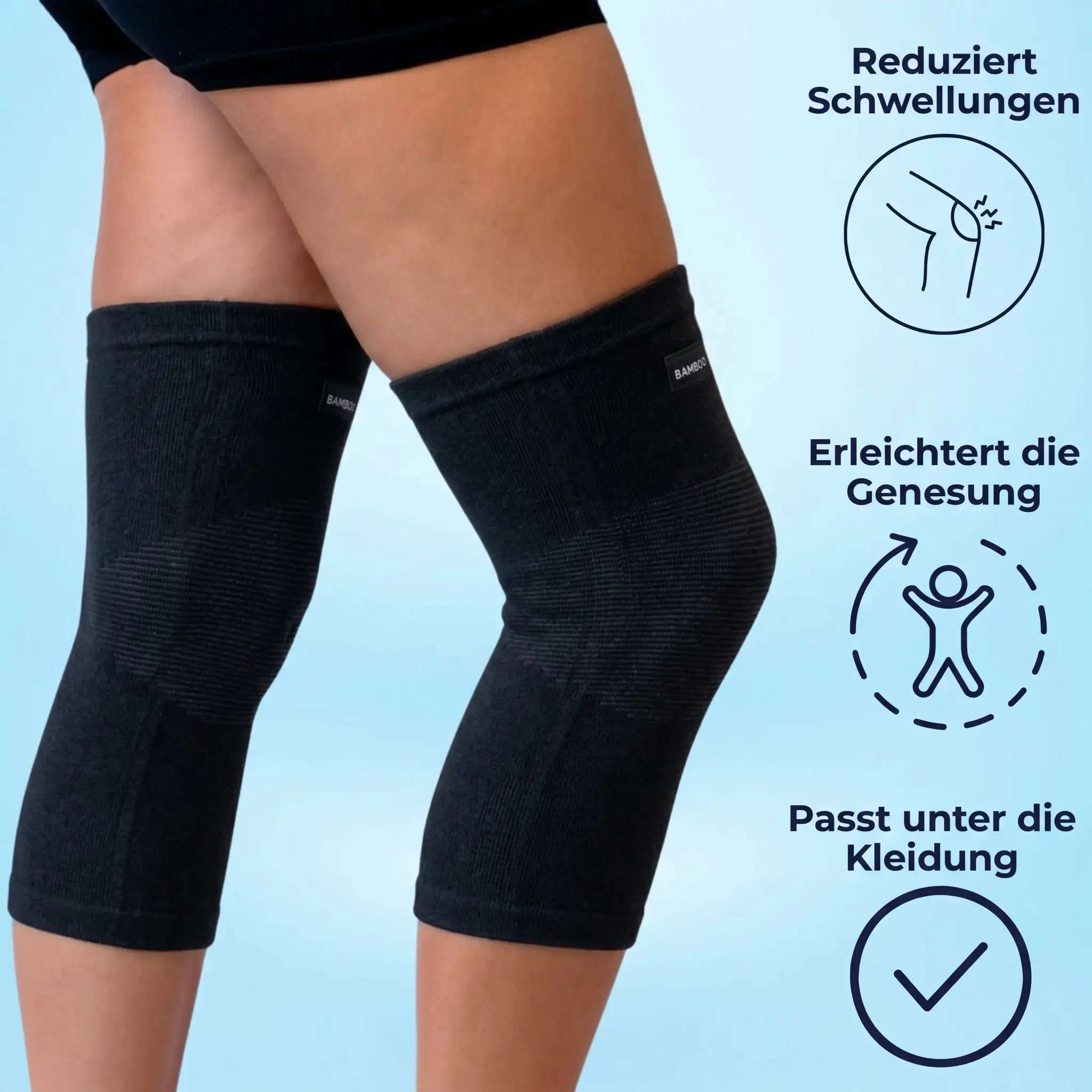 Schwarze Kniebandage aus Bambus