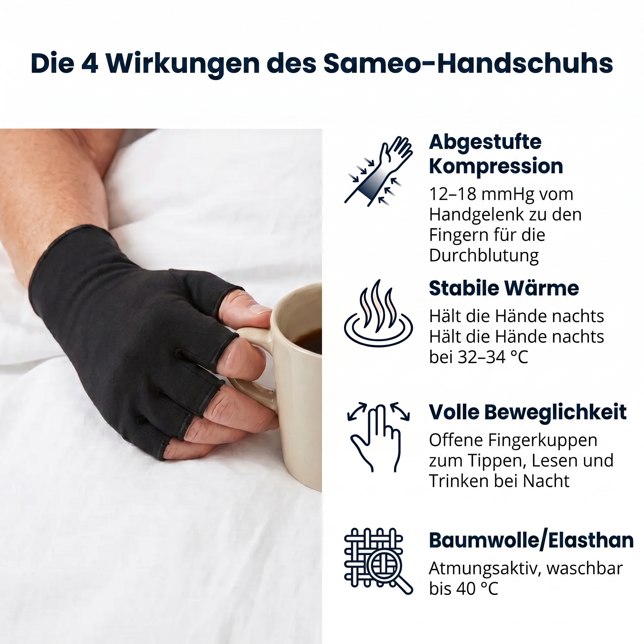 Schmerzlindernde Kompressionshandschuhe – Schwarz | Sameo™