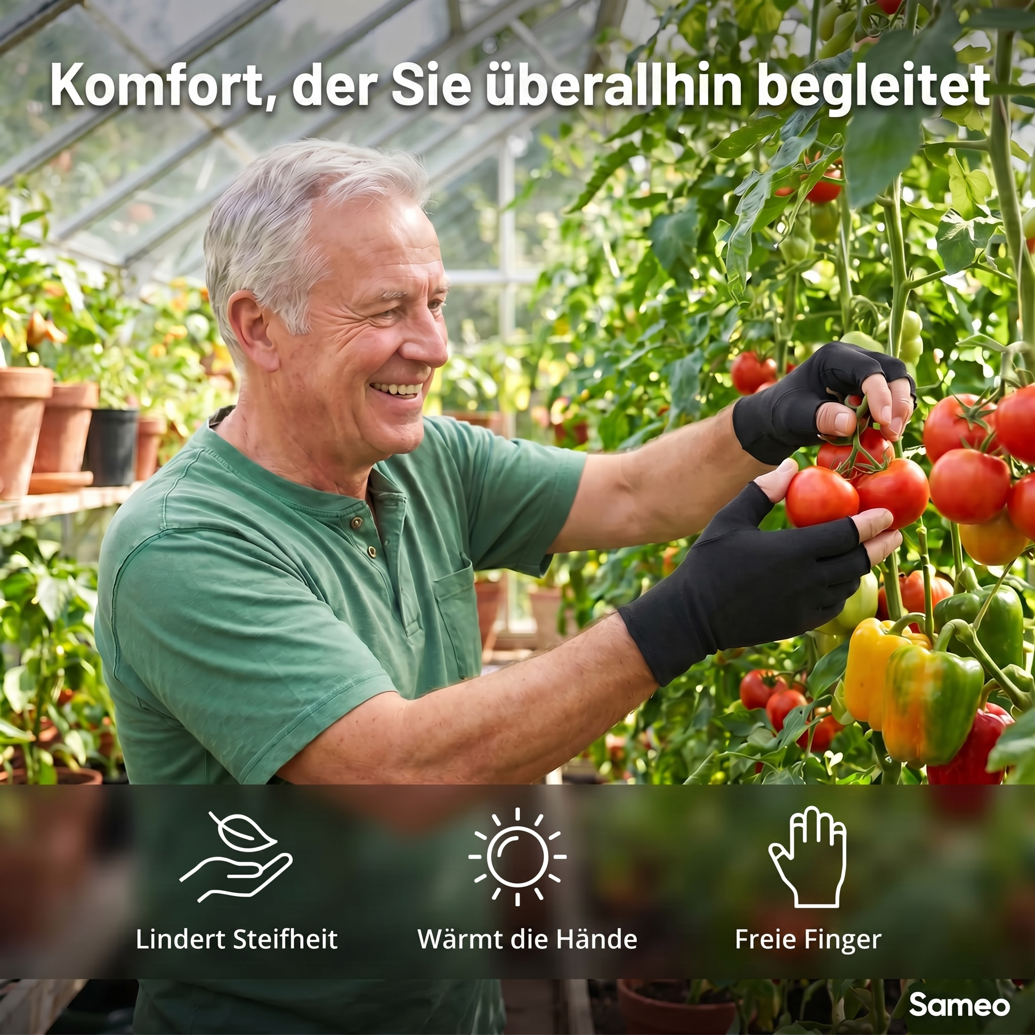 Schmerzlindernde Kompressionshandschuhe – Schwarz | Sameo™