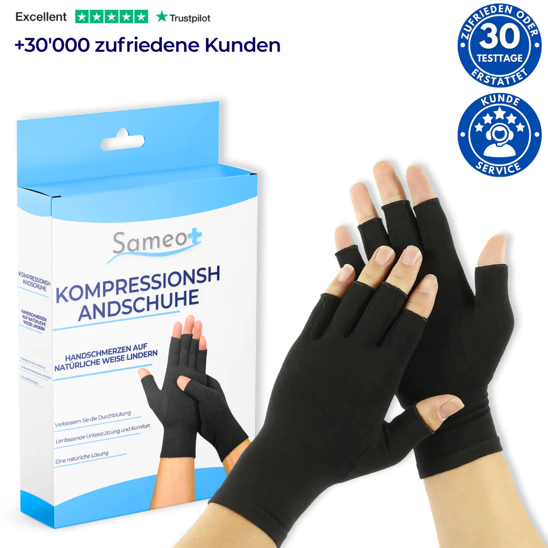Schmerzlindernde Kompressionshandschuhe – Schwarz | Sameo™
