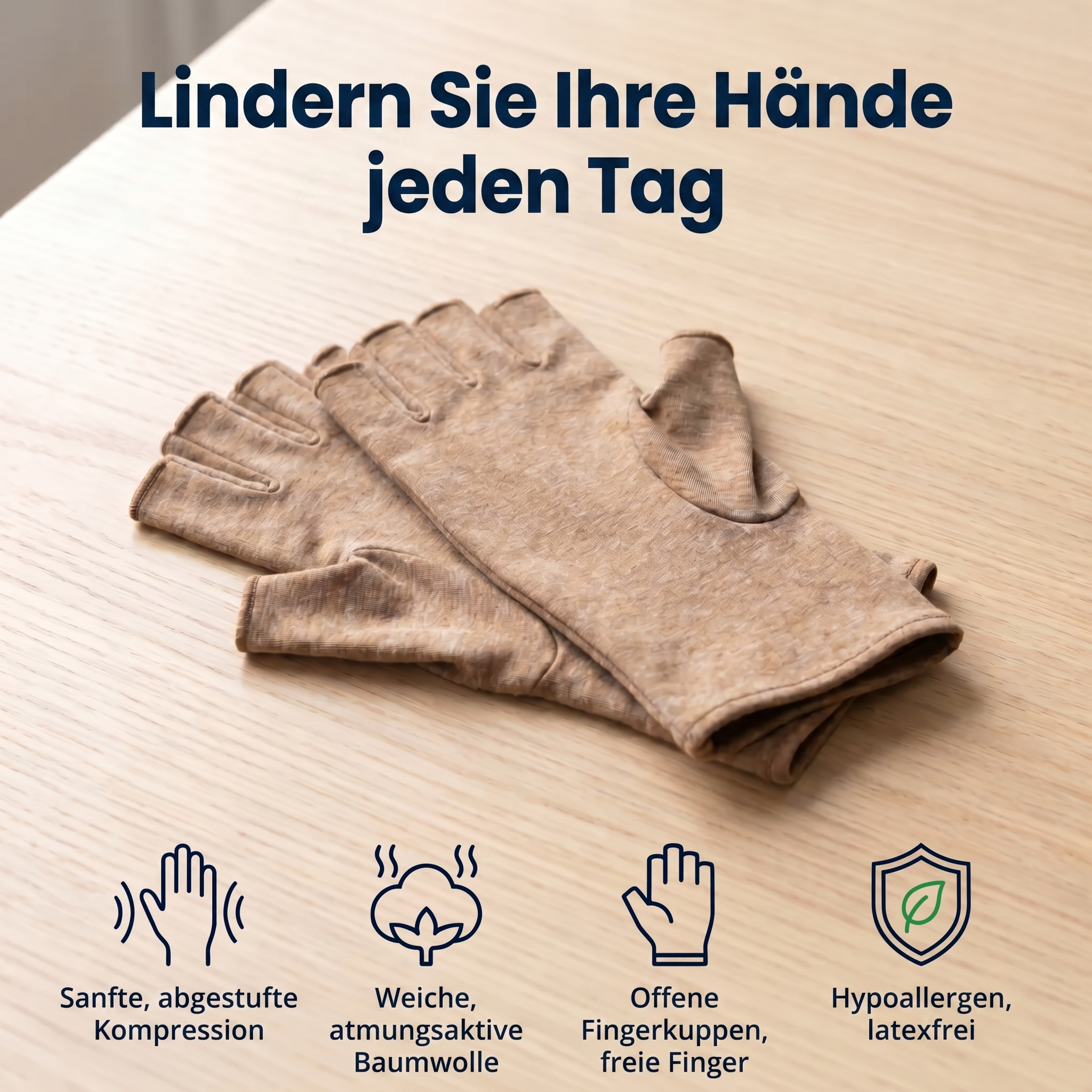 Schmerzlindernde Kompressionshandschuhe Beige | Sameo™