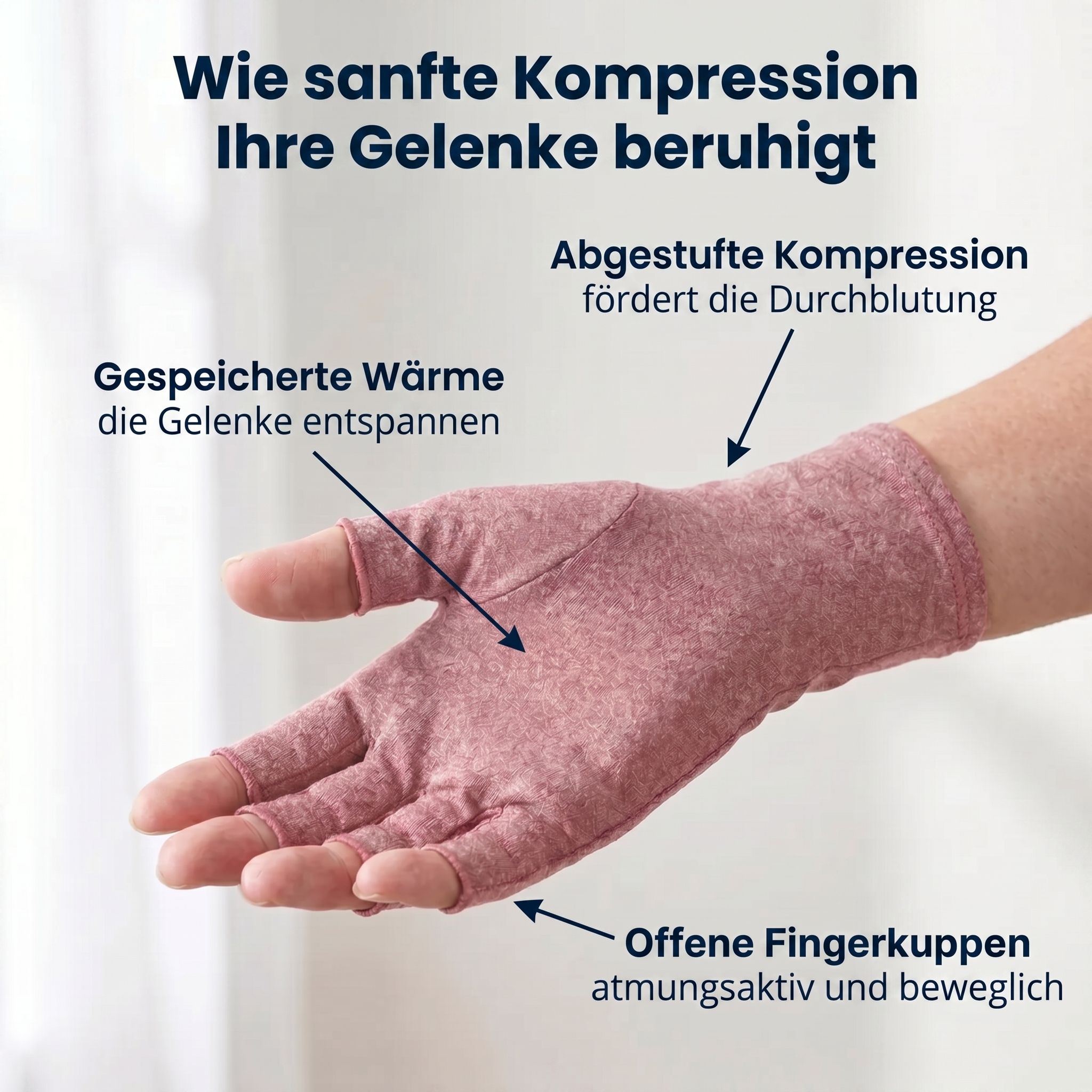Schmerzlindernde Kompressionshandschuhe Rose | Sameo™