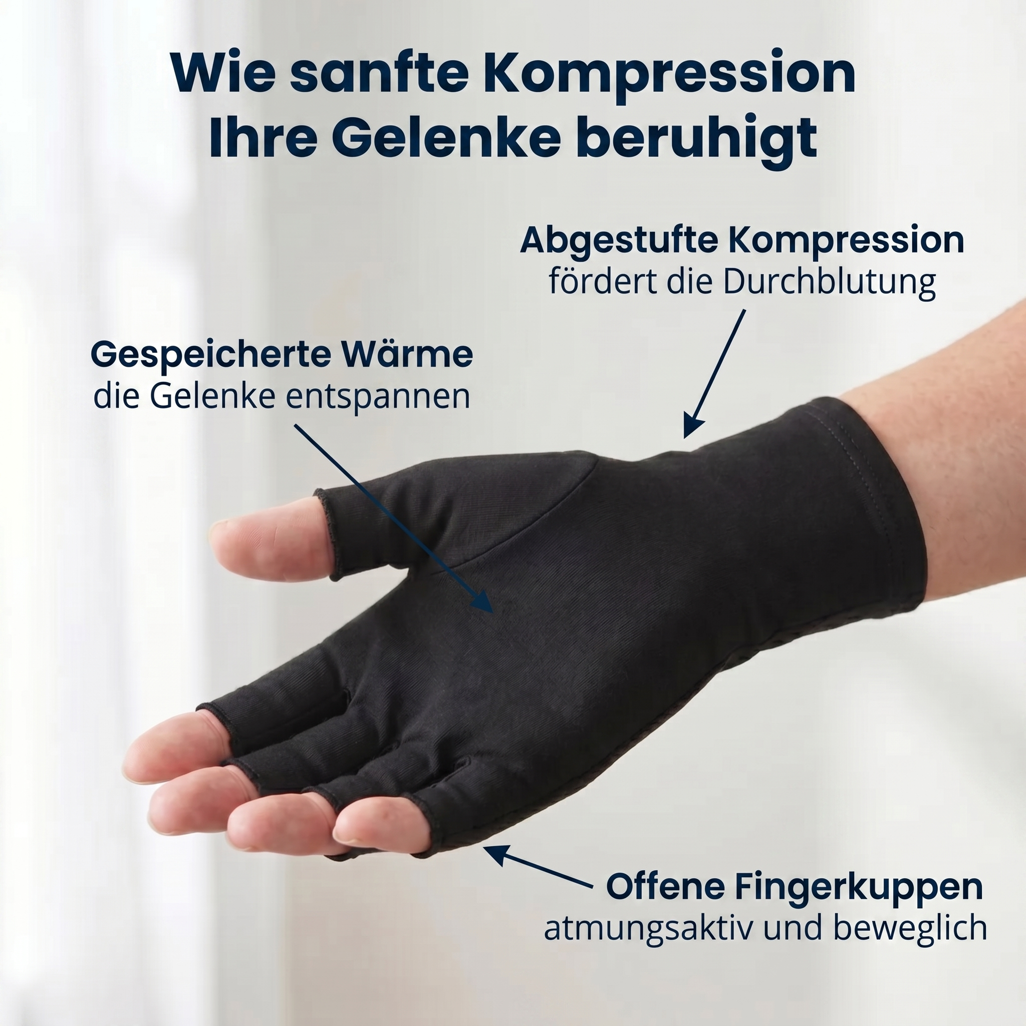 Schmerzlindernde Kompressionshandschuhe – Schwarz | Sameo™