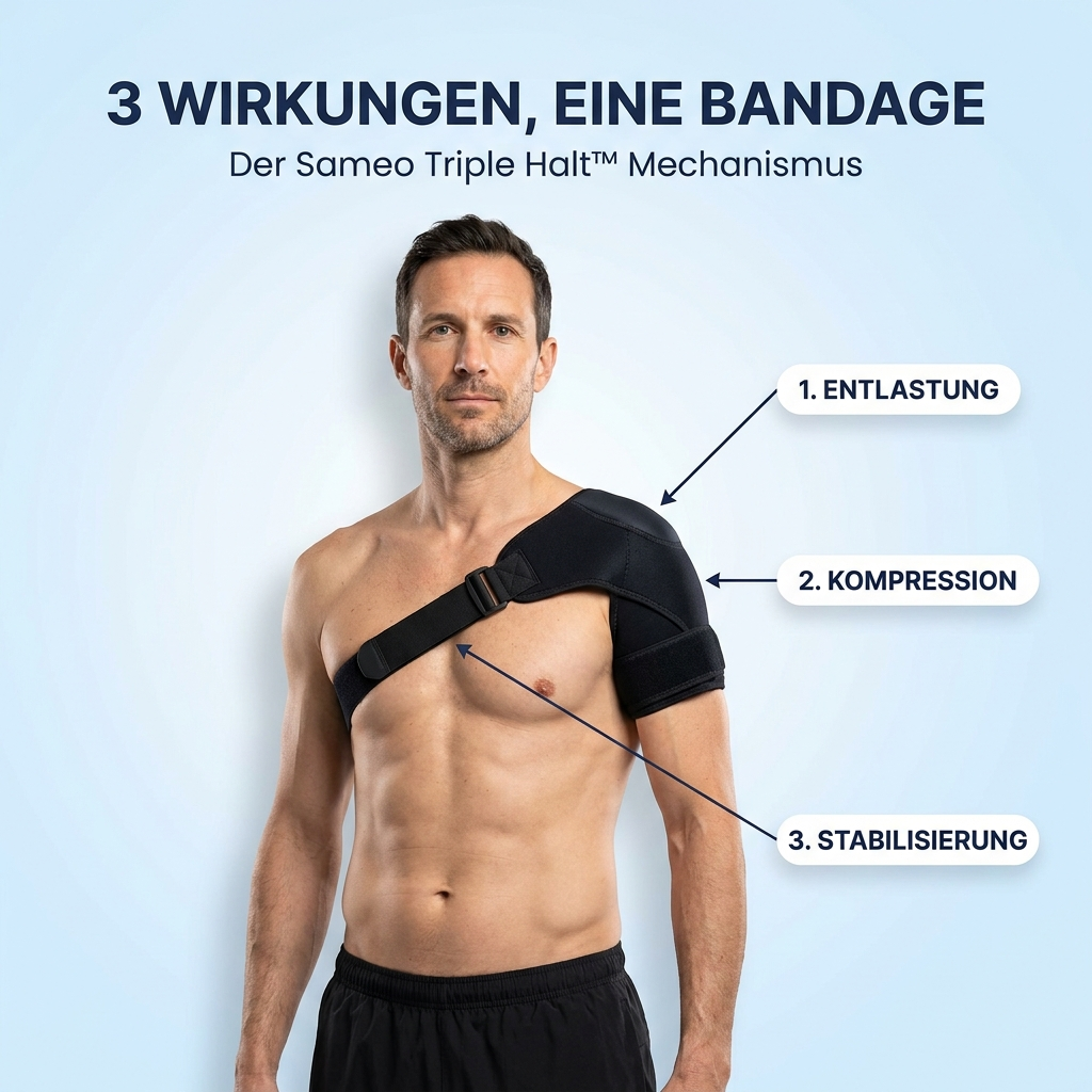 Triple Support™ Schulterbandage - Lindert Ihre Schulterschmerzen Tag und Nacht | Sameo